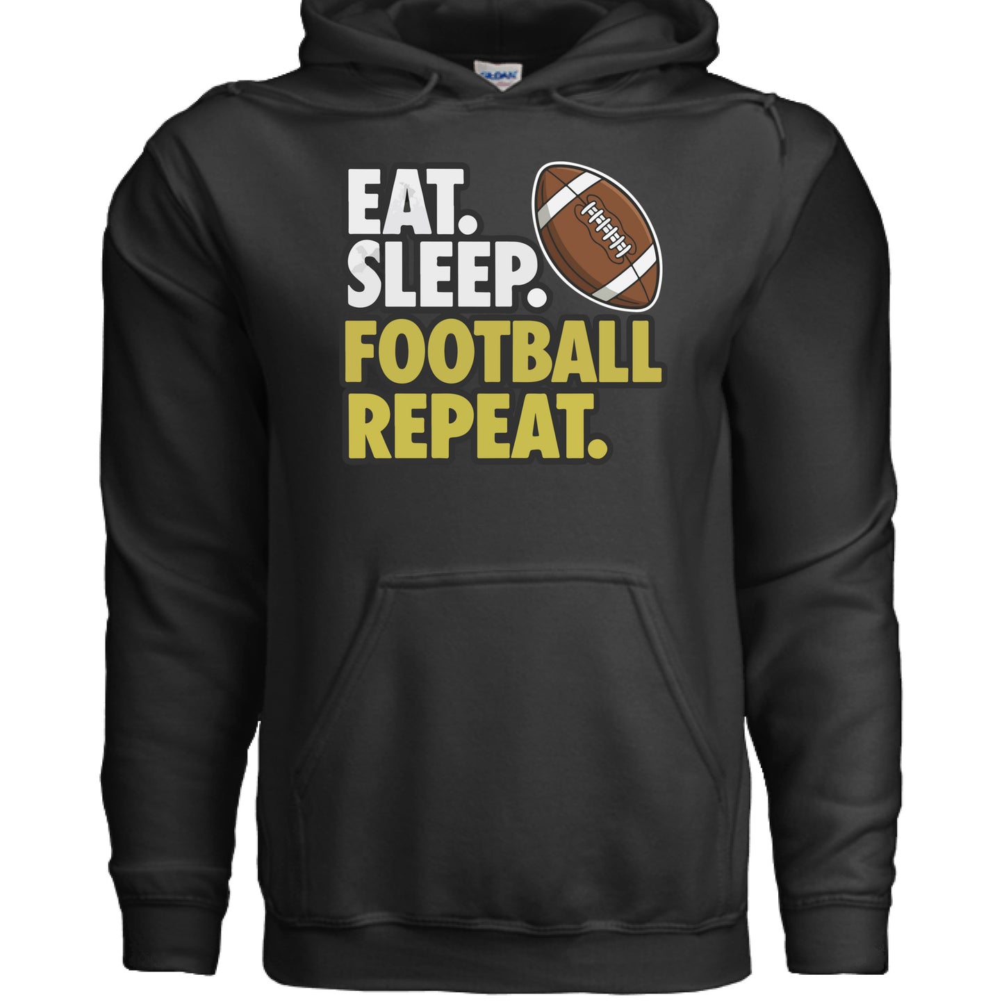 Eat Sleep Football Repeat - Athlete Lifestyle Mens Hoodie BLACK - FRONT