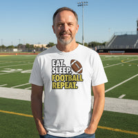 Eat Sleep Football Repeat - Athlete Lifestyle Mens T-Shirt White - FRONT