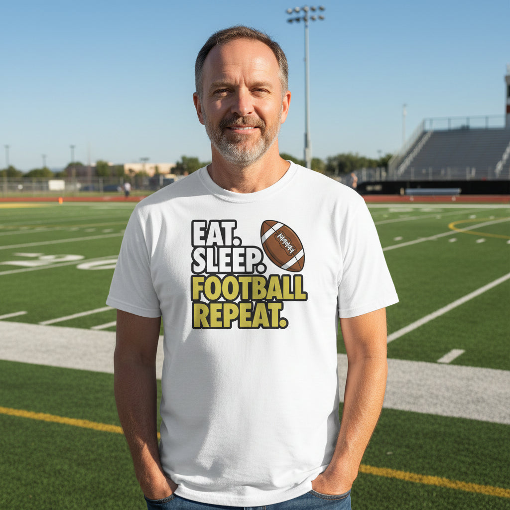 Eat Sleep Football Repeat - Athlete Lifestyle Mens T-Shirt White - FRONT