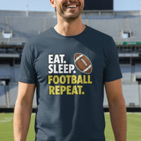 Eat Sleep Football Repeat - Athlete Lifestyle Mens T-Shirt MIDNIGHT NAVY - FRONT