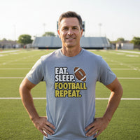 Eat Sleep Football Repeat - Athlete Lifestyle Mens T-Shirt HEATHER GRAY - FRONT