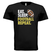 Eat Sleep Football Repeat - Athlete Lifestyle Mens T-Shirt BLACK - FRONT
