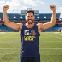 Eat Sleep Football Repeat - Athlete Lifestyle Mens Tank Top NAVY - FRONT