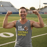 Eat Sleep Football Repeat - Athlete Lifestyle Mens Tank Top DARK GREY - FRONT