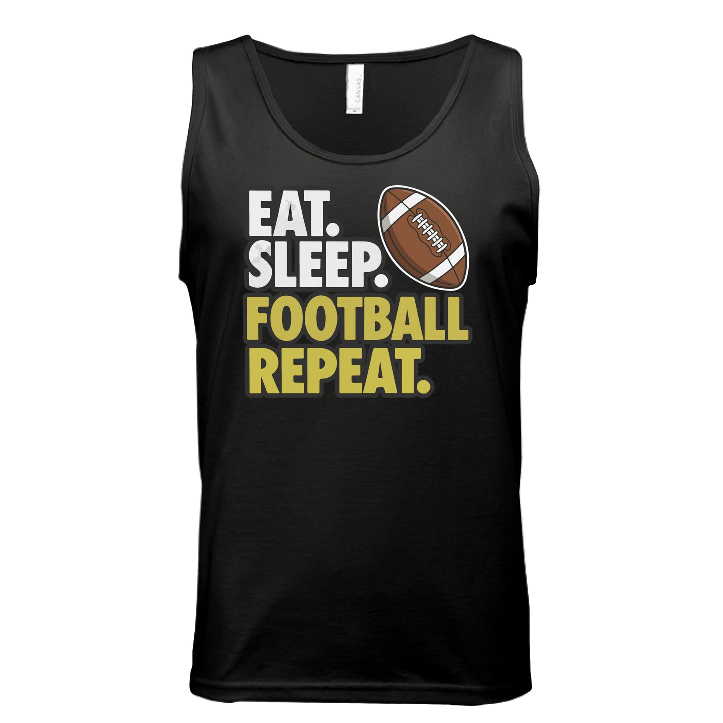 Eat Sleep Football Repeat - Athlete Lifestyle Mens Tank Top BLACK - FRONT
