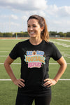 Eat Sleep Football Repeat – Colorful Fun Sports Lifestyle T-Shirt for Women BLACK - FRONT