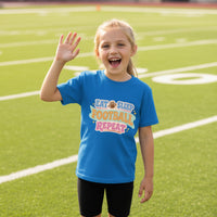 Eat Sleep Football Repeat Cute Colorful Sports Lover T-Shirt Royal - FRONT