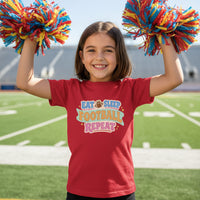 Eat Sleep Football Repeat Cute Colorful Sports Lover T-Shirt Red - FRONT