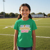 Eat Sleep Football Repeat Cute Colorful Sports Lover T-Shirt Irish Green - FRONT