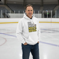 Eat Sleep Hockey Repeat Hoodie for Men - Athlete Lifestyle WHITE - FRONT