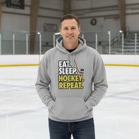 Eat Sleep Hockey Repeat Hoodie for Men - Athlete Lifestyle SPORT GREY - FRONT