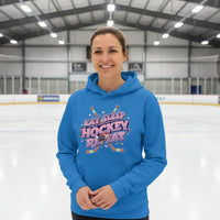 Eat Sleep Hockey Repeat Retro Hoodie for Women – Cute Pink Hockey Lover Sports Design Royal - FRONT