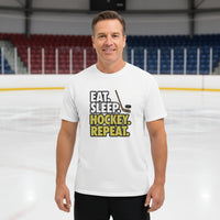 Eat Sleep Hockey Repeat T-Shirt for Men - Athlete Lifestyle White - FRONT