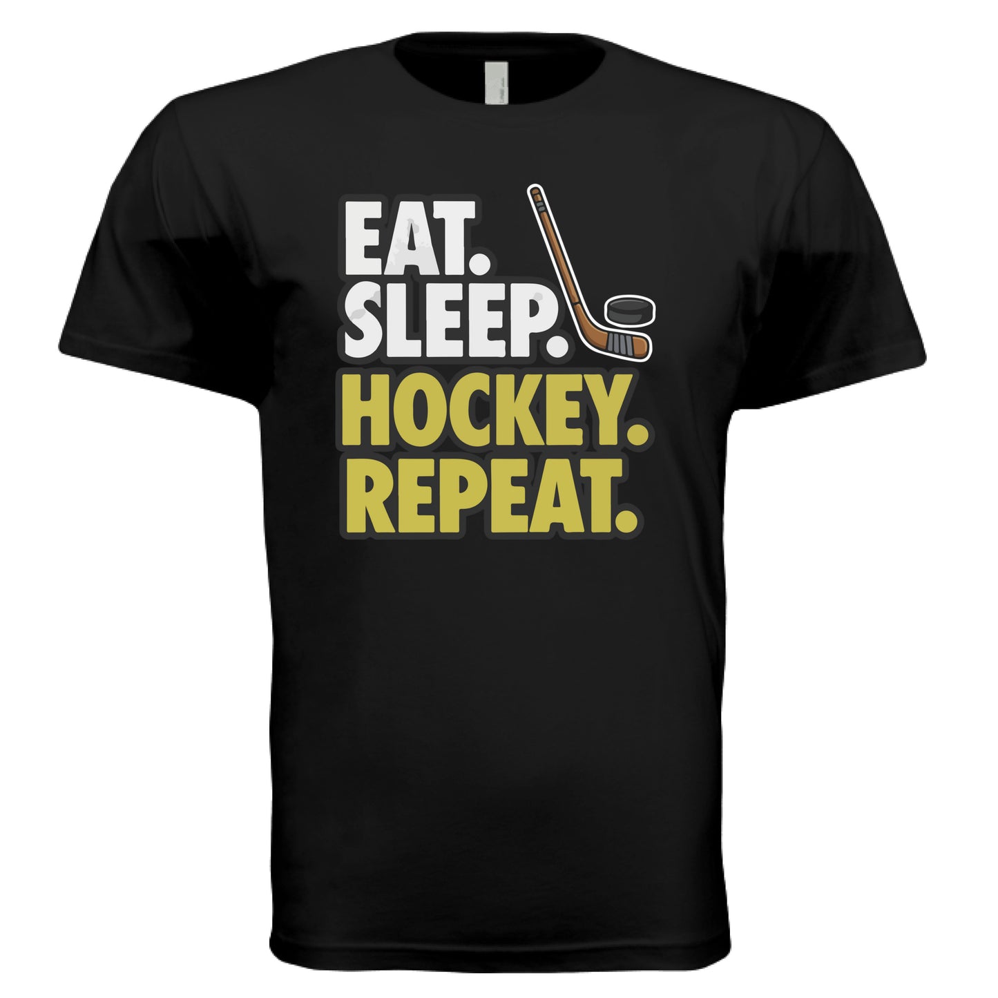Eat Sleep Hockey Repeat T-Shirt for Men - Athlete Lifestyle BLACK - FRONT