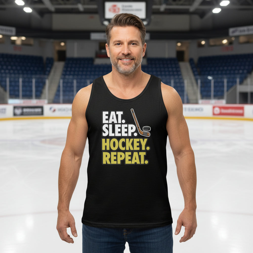 Eat Sleep Hockey Repeat Tank Top for Men - Athlete Lifestyle