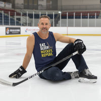 Eat Sleep Hockey Repeat Tank Top for Men - Athlete Lifestyle NAVY - FRONT