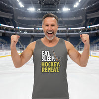 Eat Sleep Hockey Repeat Tank Top for Men - Athlete Lifestyle DARK GREY - FRONT