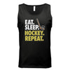 Eat Sleep Hockey Repeat Tank Top for Men - Athlete Lifestyle BLACK - FRONT