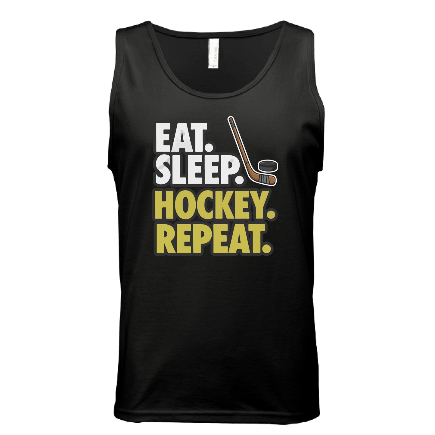 Eat Sleep Hockey Repeat Tank Top for Men - Athlete Lifestyle BLACK - FRONT
