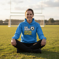 Eat Sleep Soccer Repeat - Athlete Lifestyle Hoodie for Women Royal - FRONT