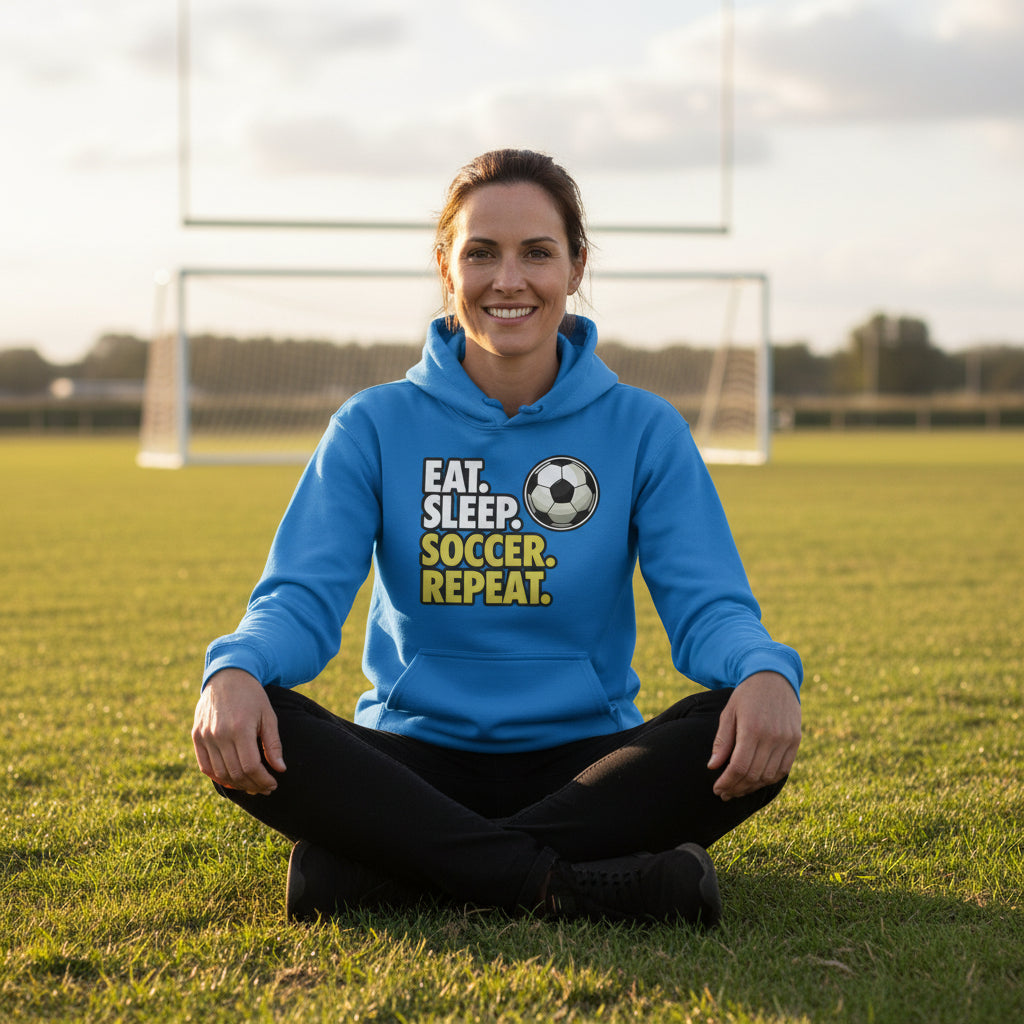 Eat Sleep Soccer Repeat - Athlete Lifestyle Hoodie for Women Royal - FRONT