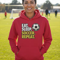 Eat Sleep Soccer Repeat - Athlete Lifestyle Hoodie for Women RED - FRONT