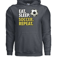 Eat Sleep Soccer Repeat - Athlete Lifestyle Hoodie for Women DARK HEATHER - FRONT