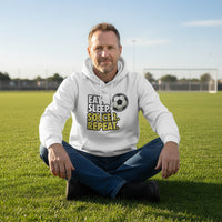 Eat Sleep Soccer Repeat - Athlete Lifestyle Hoodies for Men WHITE - FRONT
