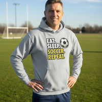 Eat Sleep Soccer Repeat - Athlete Lifestyle Hoodies for Men SPORT GREY - FRONT