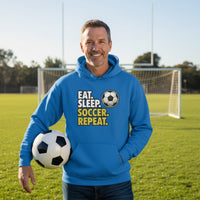 Eat Sleep Soccer Repeat - Athlete Lifestyle Hoodies for Men Royal - FRONT