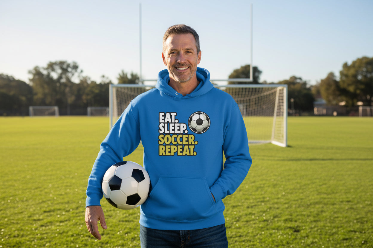 Eat Sleep Soccer Repeat - Athlete Lifestyle Hoodies for Men Royal - FRONT