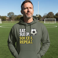 Eat Sleep Soccer Repeat - Athlete Lifestyle Hoodies for Men MILITARY GREEN - FRONT