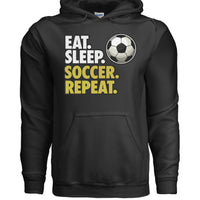 Eat Sleep Soccer Repeat - Athlete Lifestyle Hoodies for Men BLACK - FRONT