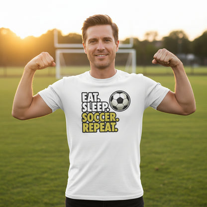 Eat Sleep Soccer Repeat - Athlete Lifestyle T-Shirt for Men White - FRONT