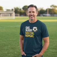 Eat Sleep Soccer Repeat - Athlete Lifestyle T-Shirt for Men MIDNIGHT NAVY - FRONT