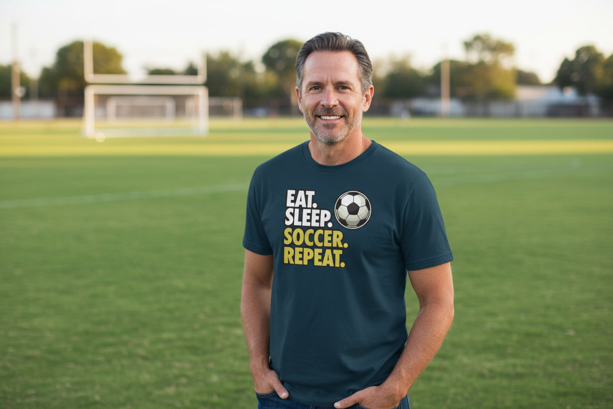 Eat Sleep Soccer Repeat - Athlete Lifestyle T-Shirt for Men MIDNIGHT NAVY - FRONT