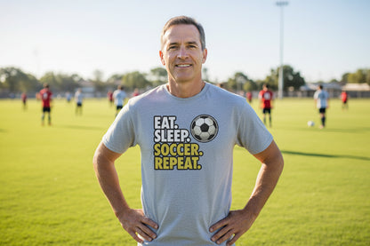 Eat Sleep Soccer Repeat - Athlete Lifestyle T-Shirt for Men HEATHER GRAY - FRONT