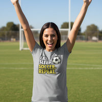 Eat Sleep Soccer Repeat - Athlete Lifestyle T-Shirt for Women ATHLETIC HEATHER - FRONT