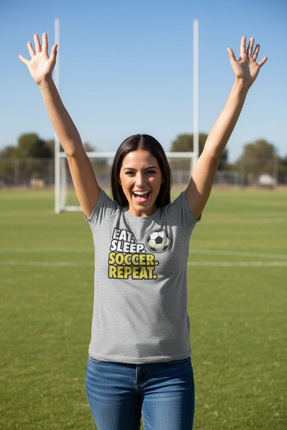 Eat Sleep Soccer Repeat - Athlete Lifestyle T-Shirt for Women ATHLETIC HEATHER - FRONT