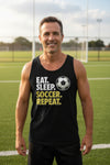 Eat Sleep Soccer Repeat - Athlete Lifestyle Tank Top for Men BLACK - FRONT