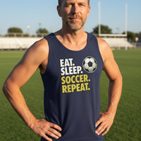 Eat Sleep Soccer Repeat - Athlete Lifestyle Tank Top for Men NAVY - FRONT