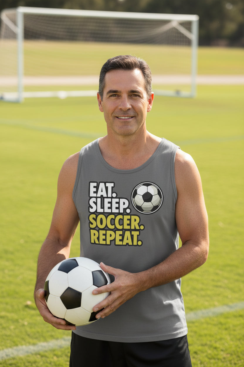 Eat Sleep Soccer Repeat - Athlete Lifestyle Tank Top for Men DARK GREY - FRONT
