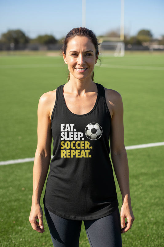Eat Sleep Soccer Repeat - Athlete Lifestyle Tank Top for Women Black - FRONT