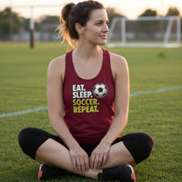 Eat Sleep Soccer Repeat - Athlete Lifestyle Tank Top for Women Scarlet - FRONT
