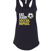Eat Sleep Soccer Repeat - Athlete Lifestyle Tank Top for Women Black - FRONT