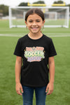 Eat Sleep Soccer Repeat Cute Pastel Athletic Graphic T-Shirt Black - FRONT