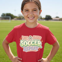 Eat Sleep Soccer Repeat Cute Pastel Athletic Graphic T-Shirt Red - FRONT