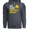 Eat Sleep Softball Repeat - Athlete Lifestyle Hoodies for Women DARK HEATHER - FRONT