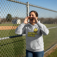 Eat Sleep Softball Repeat - Athlete Lifestyle Hoodies for Women SPORT GREY - FRONT