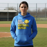 Eat Sleep Softball Repeat - Athlete Lifestyle Hoodies for Women Royal - FRONT